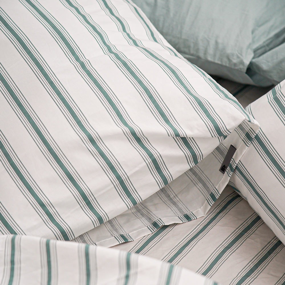 Green Stripe Hotel-style Pillowcase(bag-shaped pillowcase) set of 2